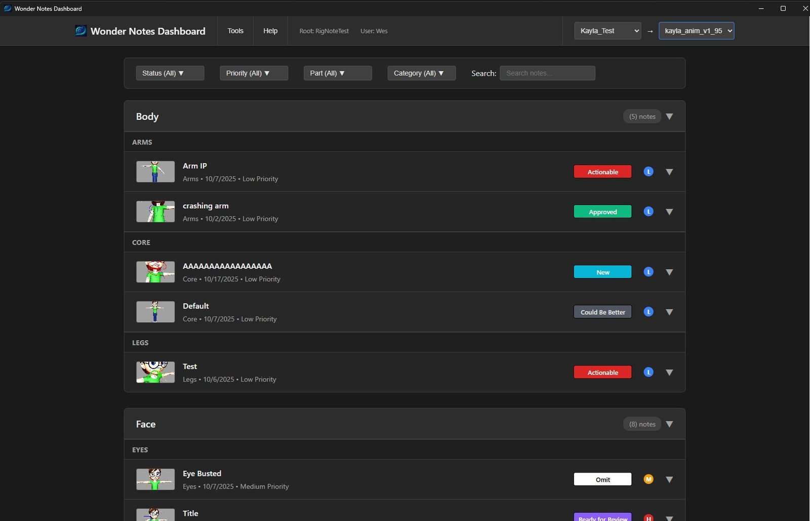 Wonder Notes Dashboard